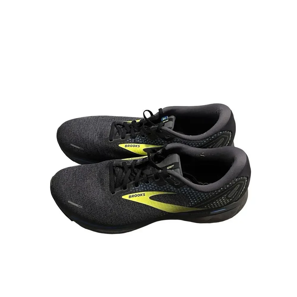 Brooks Ghost 14 Running Shoes Mens 15 D Black Yellow Cushioned Neutral